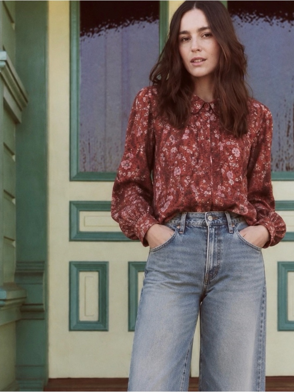 THE GREAT. The Summit Top in Spice Mesa Floral